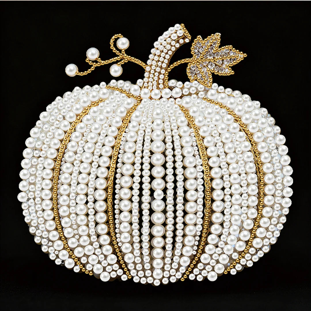DIY Pearl Painting With Frame - Handmade Self-Adhesive Pearls - Pumpkin (25*25cm)