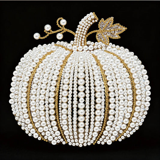 DIY Pearl Painting With Frame - Handmade Self-Adhesive Pearls - Pumpkin (25*25cm)
