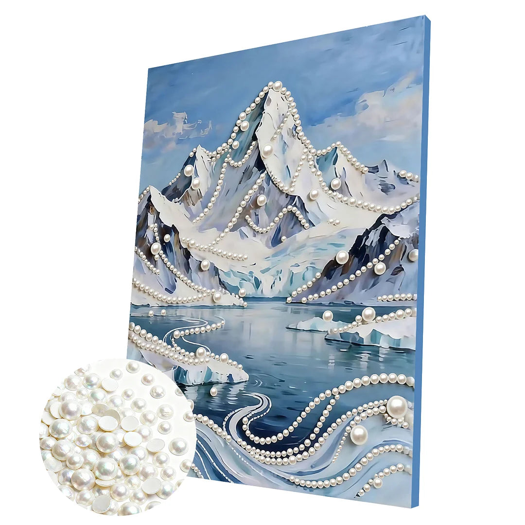 DIY Pearl Painting With Frame - Handmade Self-Adhesive Pearls - High Mountains and Rivers (30*40cm)