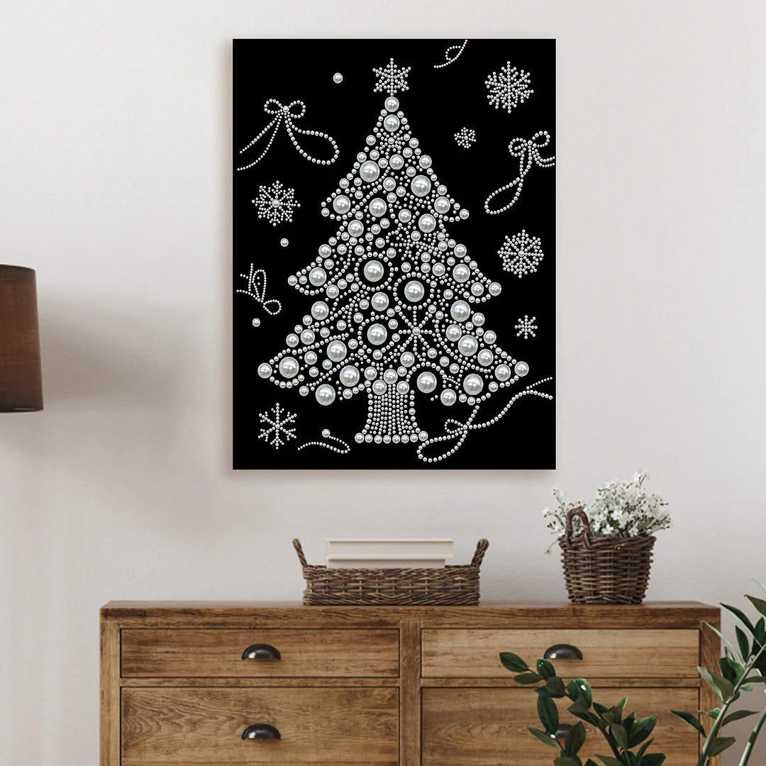 DIY Pearl Painting With Frame - Handmade Self-Adhesive Pearls - Xmas Tree (30*40cm)