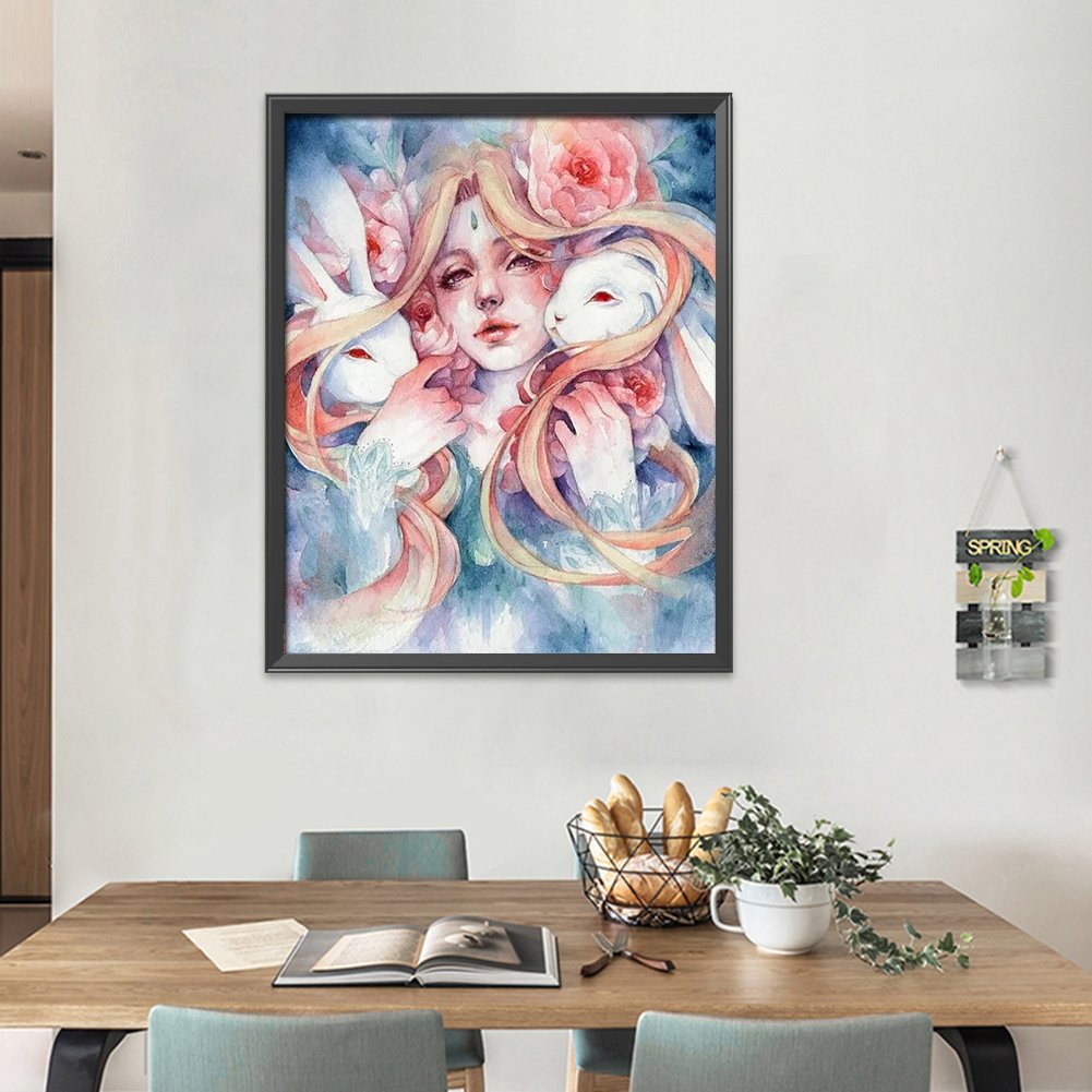 11CT Stamped Cross Stitch - Rabbit Girl(40*50CM)