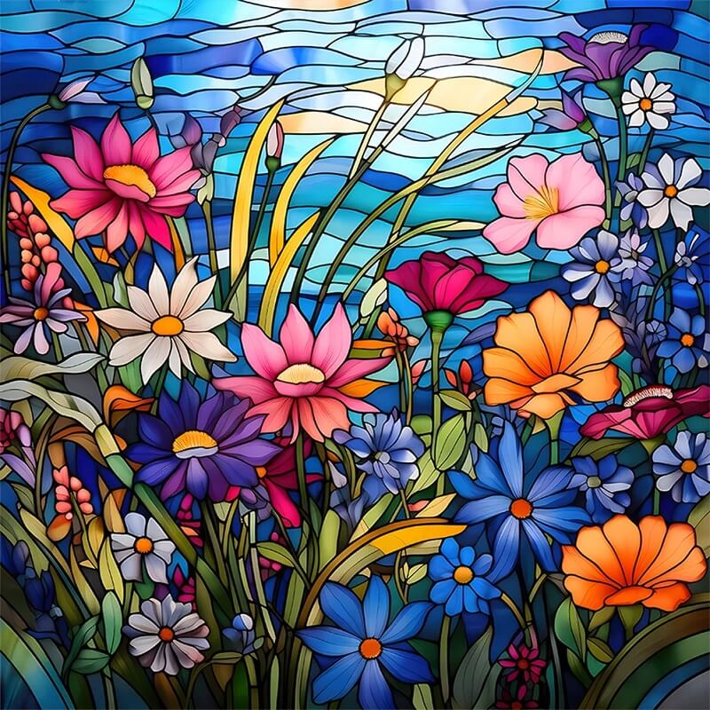 Daisy Glass Stained Diamond Painting