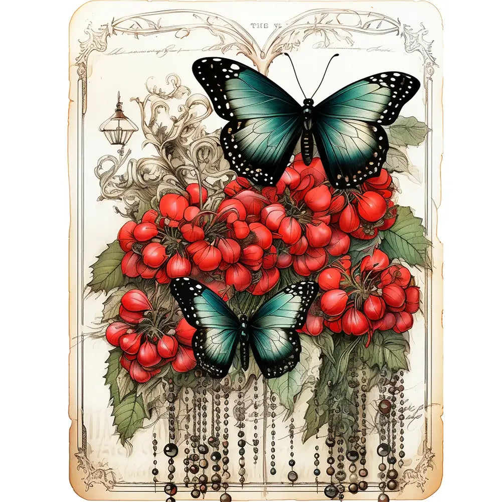 5d diamond art kit vintage saffron butterfly