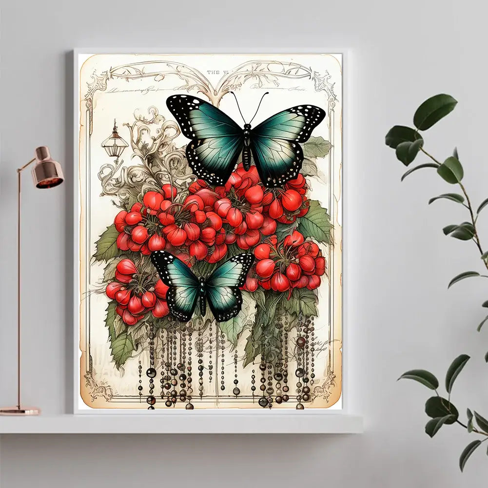 5d diamond art vintage saffron butterfly