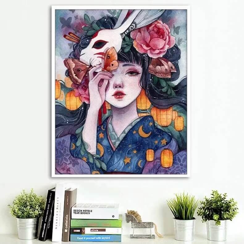 5d diamond painting kit anime girl with mask