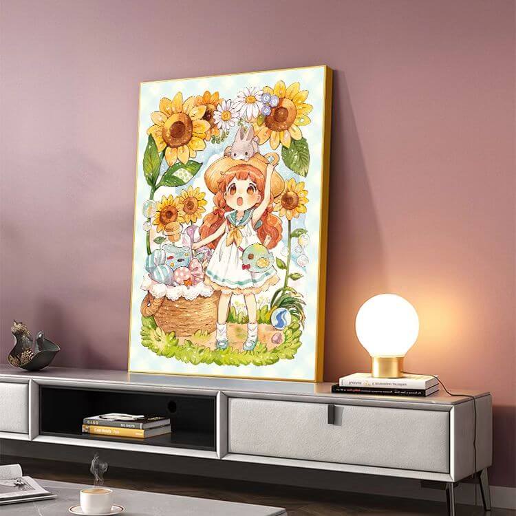 5d diamond painting kit sunflower girl