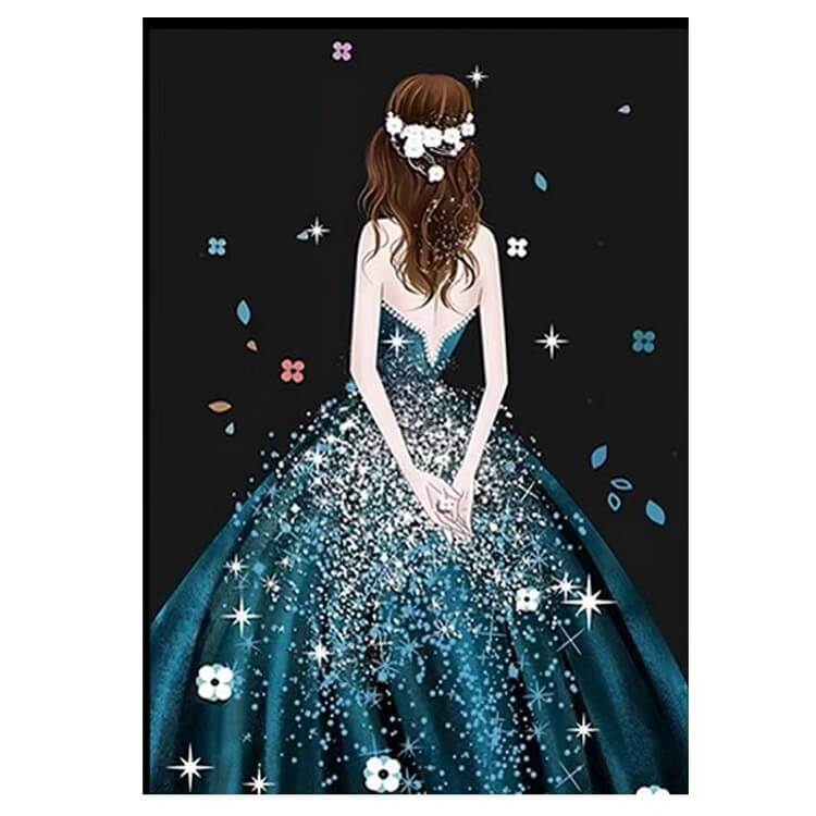 5d diy diamond painting kit girl in evening dress