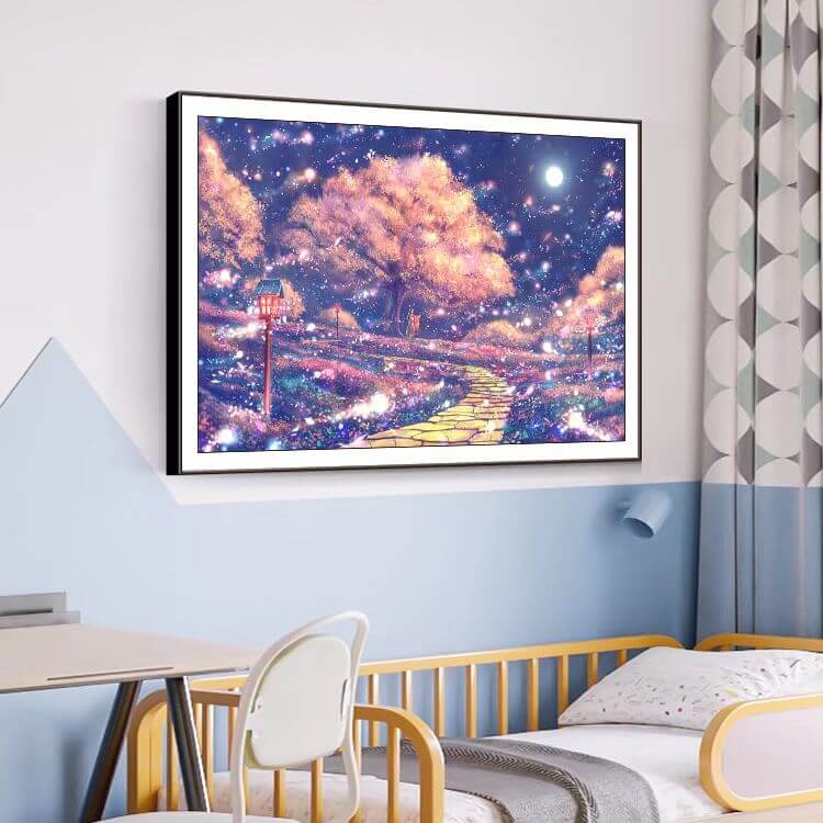 5d full drill dreamlike cherry tree diamond art