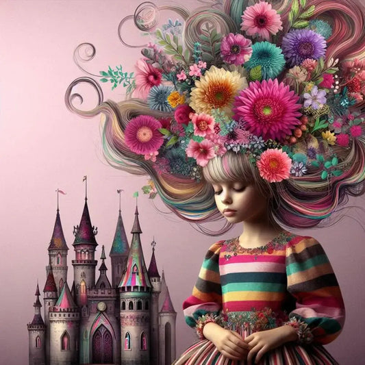 5d girl and castle diamond painting kit