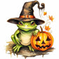 5D Halloween Diamond Painting Kit - Full Round / Square - Frog & Pumpkin D