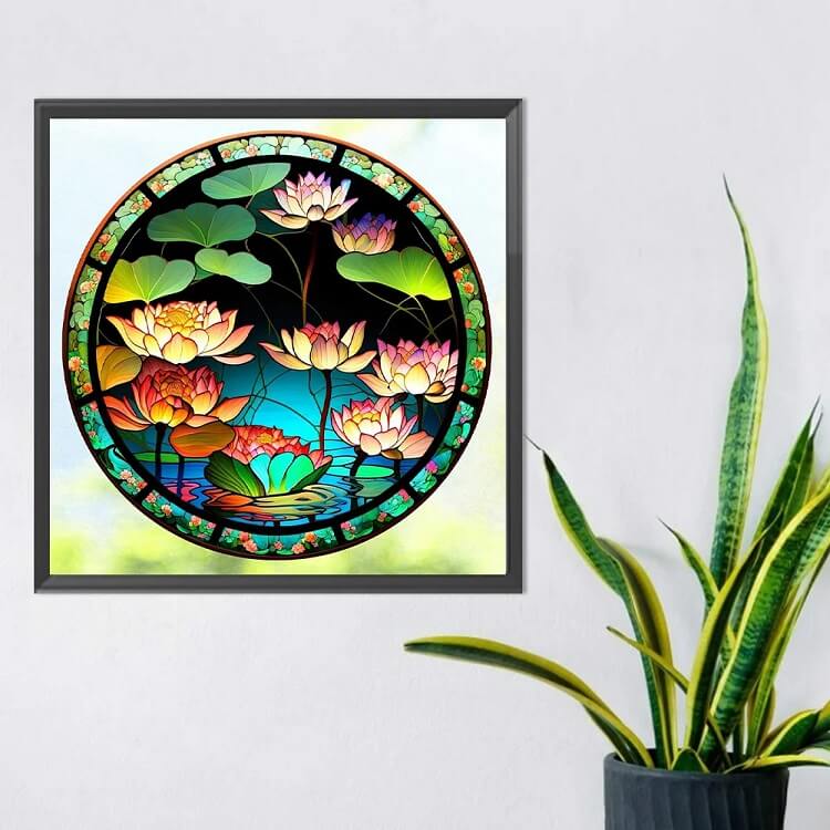 Lotus Stained Glass Diamond Art