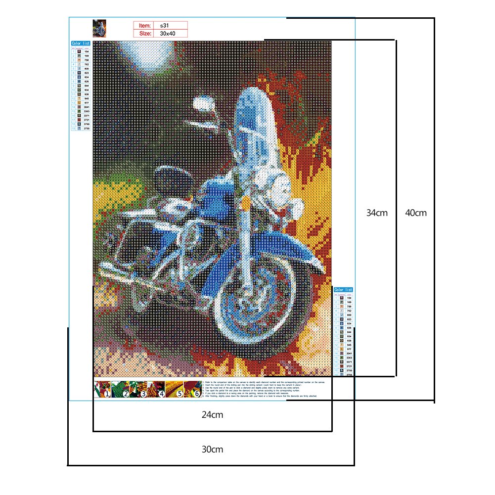 Diamond Painting - Full Round - Blue Motorcycle
