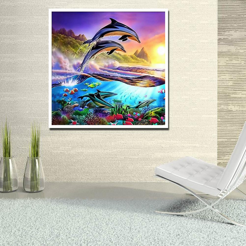 5D DIY Diamond Painting Kit - Full Round - Dolphin A