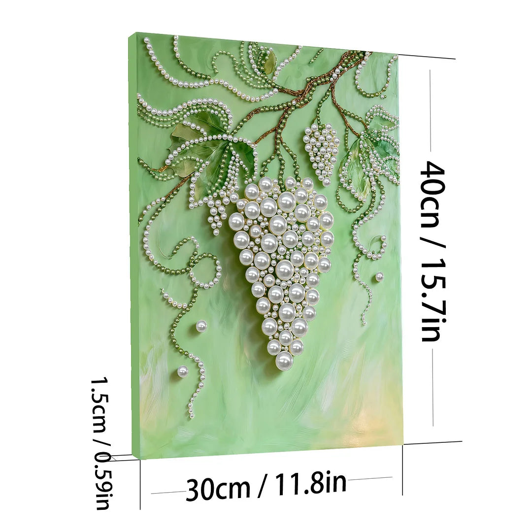 DIY Pearl Painting With Frame - Handmade Self-Adhesive Pearls - Grapes (30*40cm)