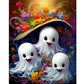 Diamond Painting - Full Round / Square - Three Halloween Ghosts