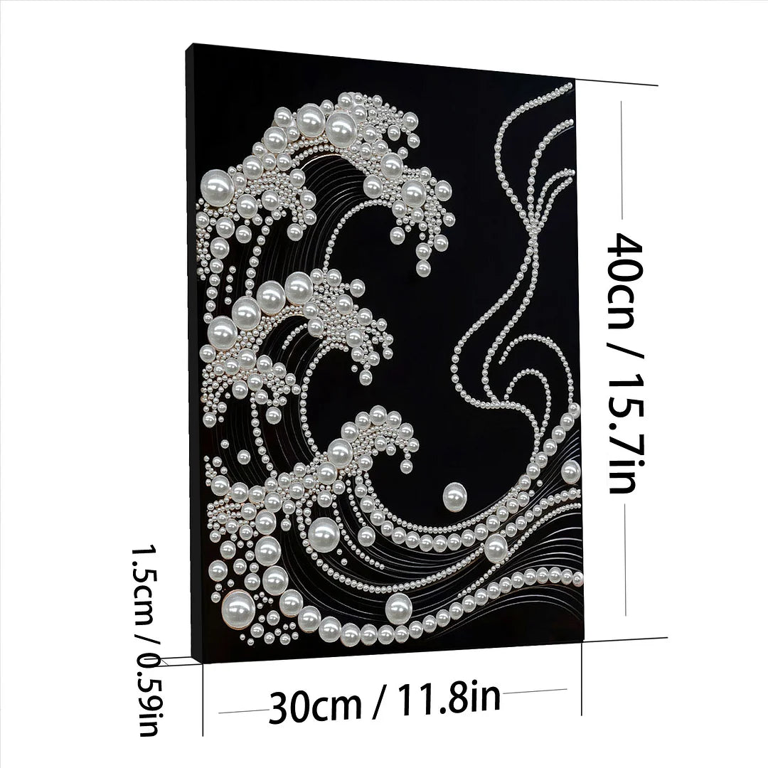 DIY Pearl Painting With Frame - Handmade Self-Adhesive Pearls - Waves (30*40cm) E