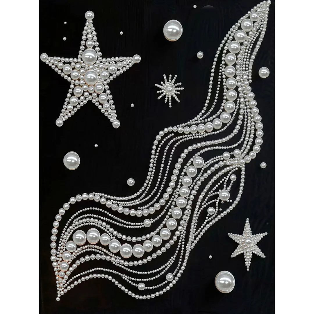 DIY Pearl Painting With Frame - Handmade Self-Adhesive Pearls - Starry Silk (30*40cm) B
