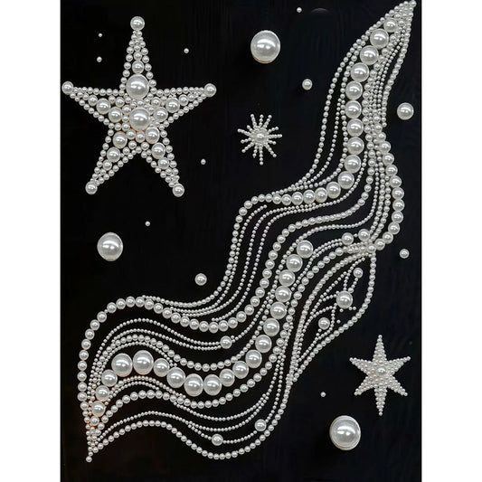 DIY Pearl Painting With Frame - Handmade Self-Adhesive Pearls - Starry Silk (30*40cm) B