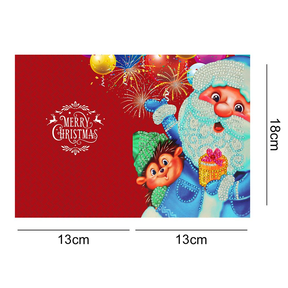 DIY Diamond Painting Greeting Card - Santa Claus & Monkey