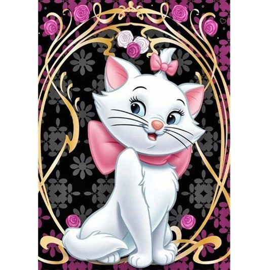 5D DIY Diamond Painting Kit Full Round Drill White Cat