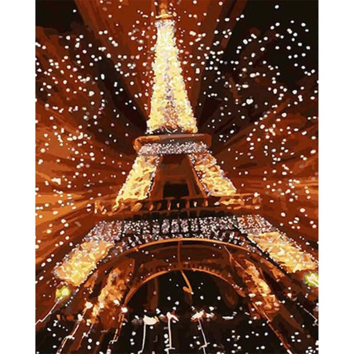 Hand Painted Drawing Acrylic Canvas Iron Tower Modern Wall Art Craft Decor