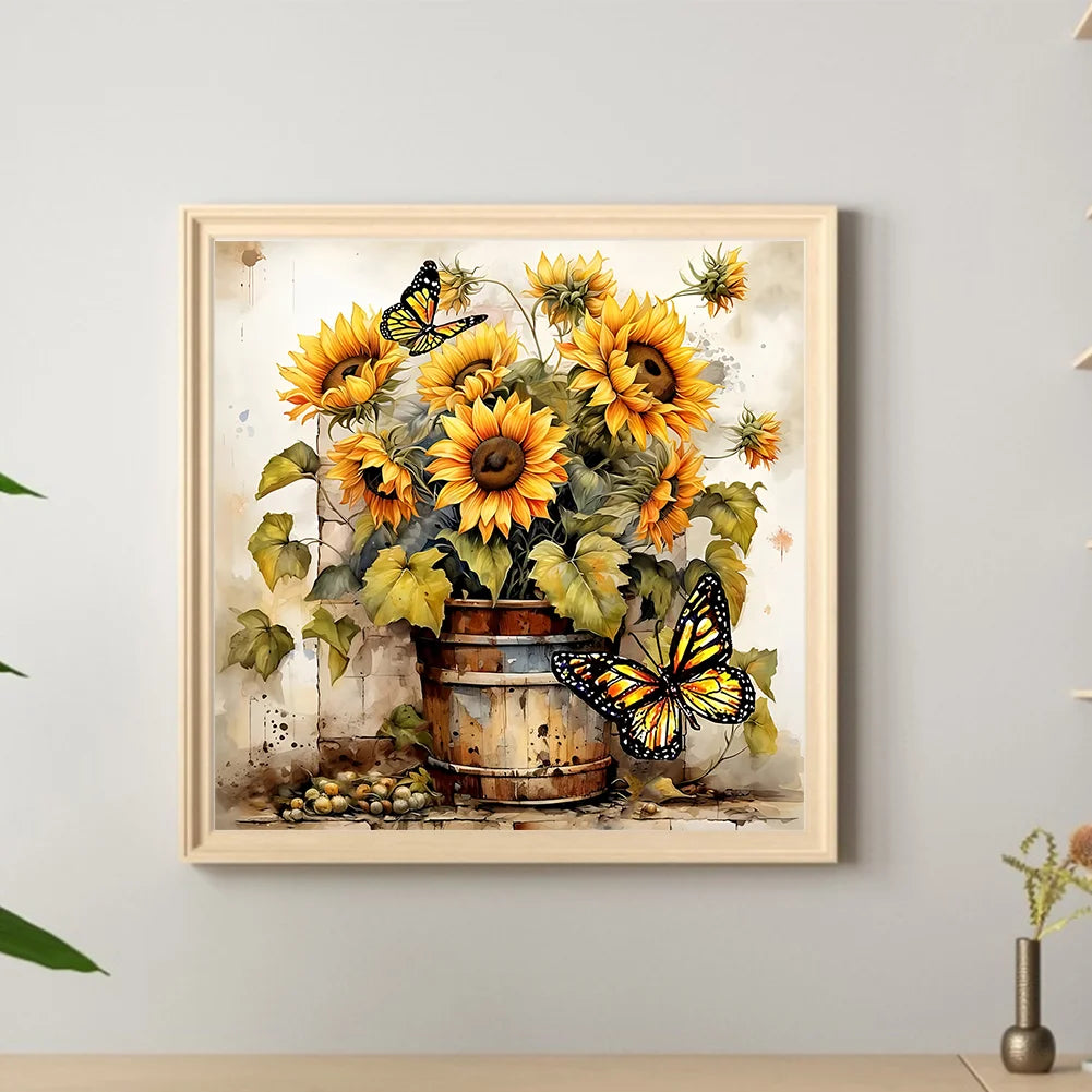 Diamond Painting - Full Round / Square Drills - Sunflowers Vase