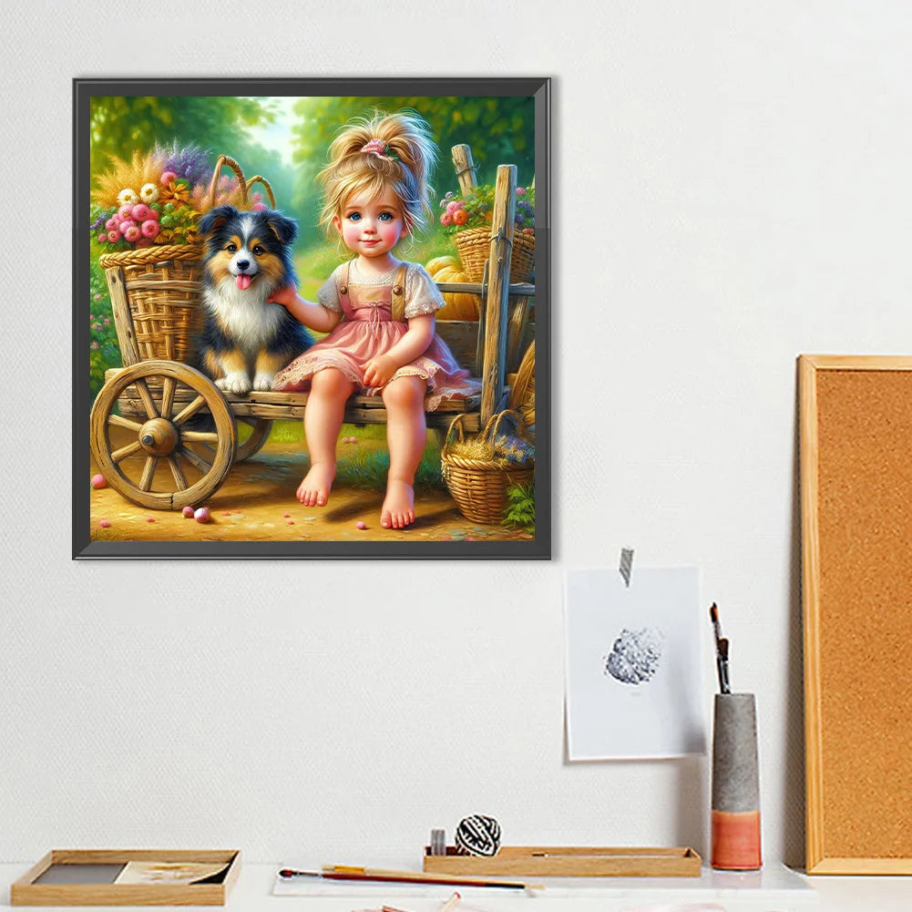 Diamond Painting - Full Round / Square - Dog and Girl A