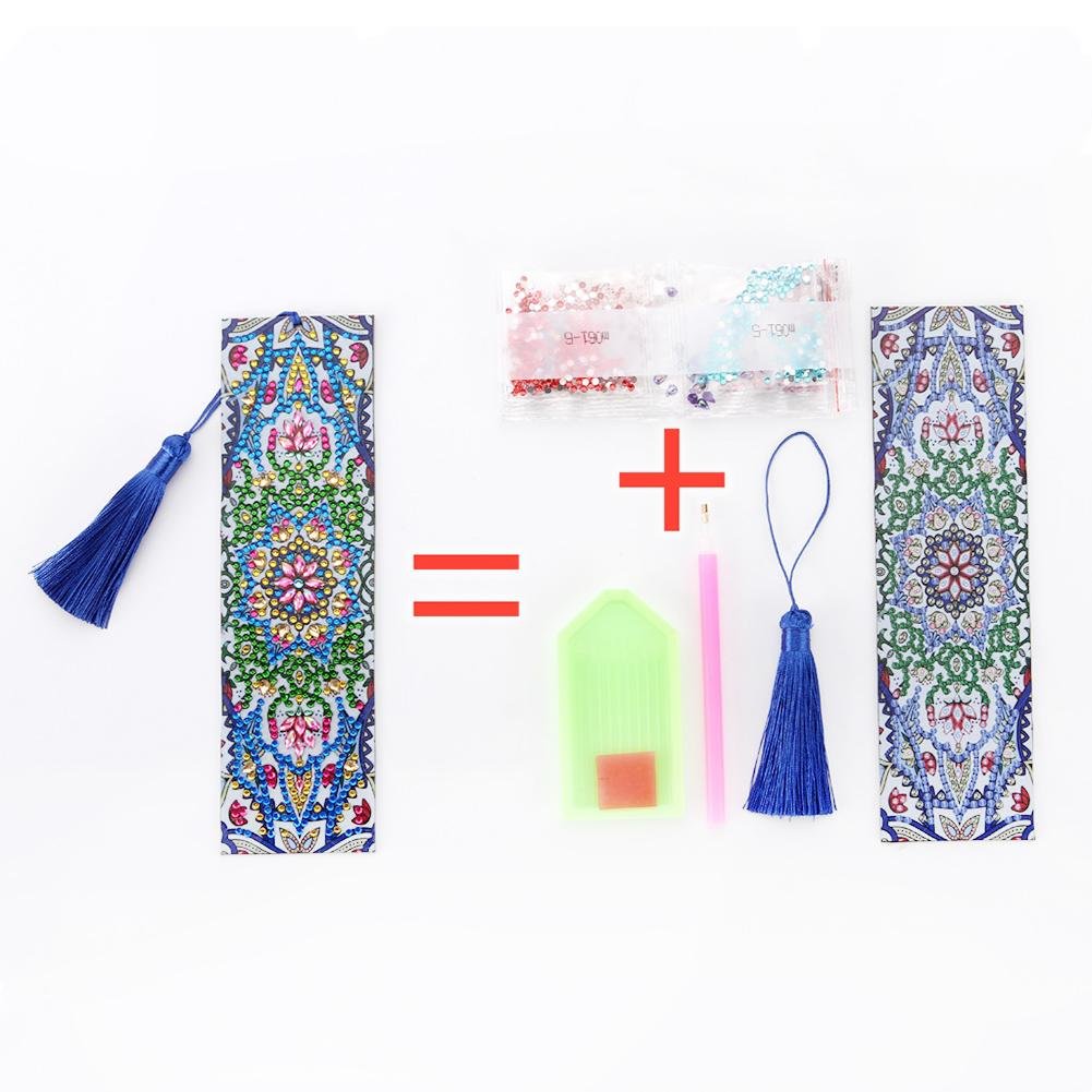 DIY Mandala Special Shaped Diamond Painting Student Leather Tassel Bookmark