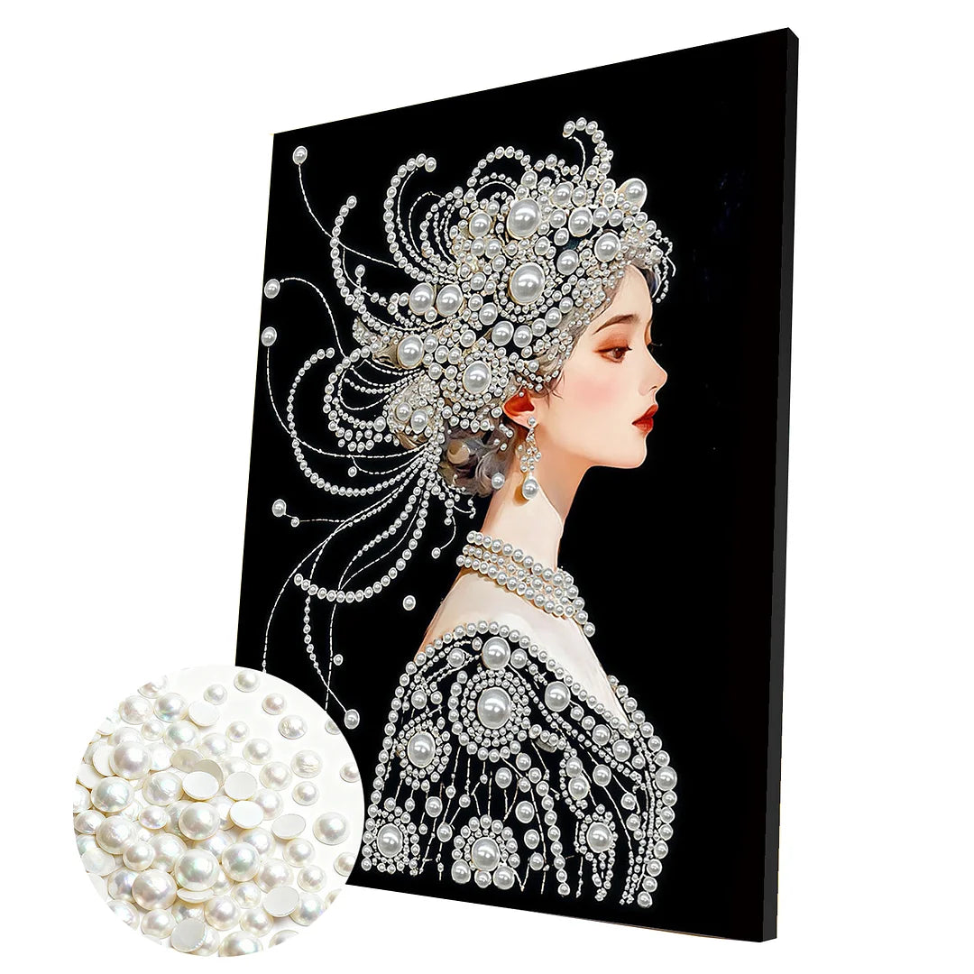 DIY Pearl Painting With Frame - Handmade Self-Adhesive Pearls - Ancient Girl (30*40cm)