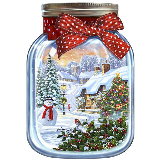 5D Diy Diamond Painting Kit Full Round Beads Bottle Snow Scene