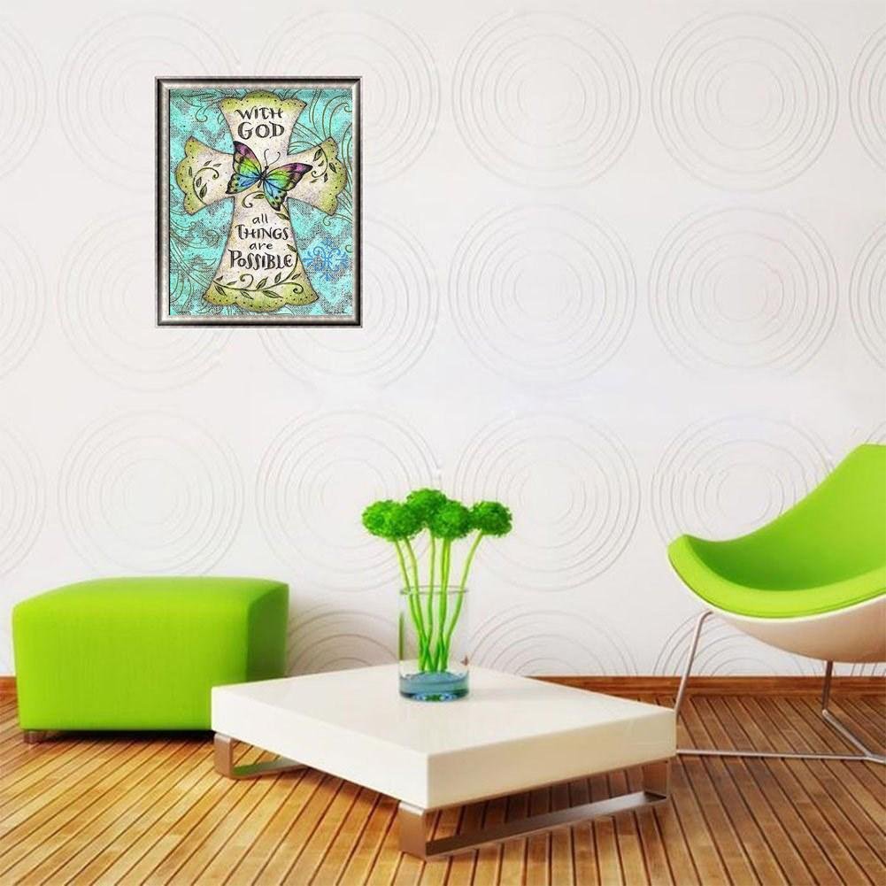 Diamond Painting - Full Round - Easter Butterfly and Cross