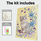 DIY Pearl Painting With Frame - Handmade Self-Adhesive Pearls - Flower Cat (30*40cm) A
