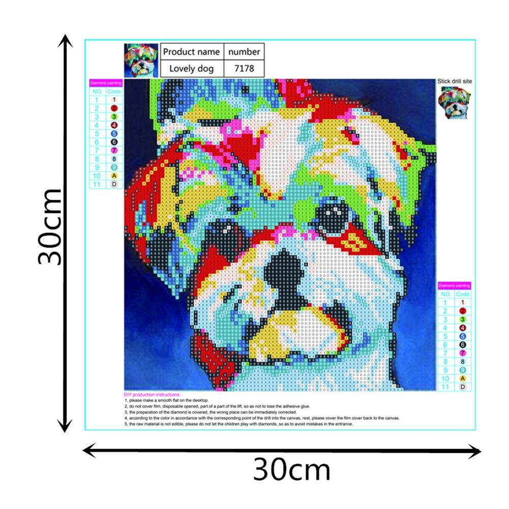 Diamond Painting - Partial Round - Lovely Colorful Dog