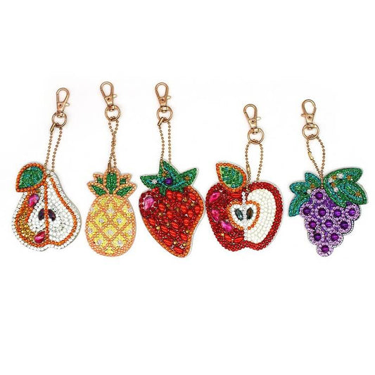 5pcs DIY Fruit Diamond Painting Keychains