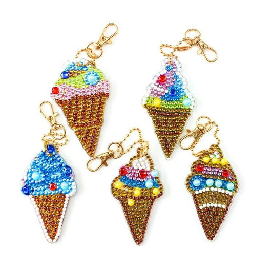 5pcs DIY Diamond Painting Keychains - Ice Cream