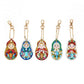 5pcs diy matryoshka doll diamond painting keychain kit