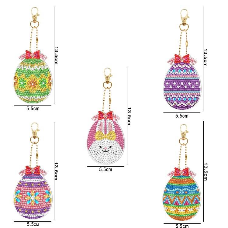 5pcs egg diamond painting keychains size