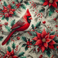 Diamond Painting - Full Round / Square - Red Poinsettia Cardinal