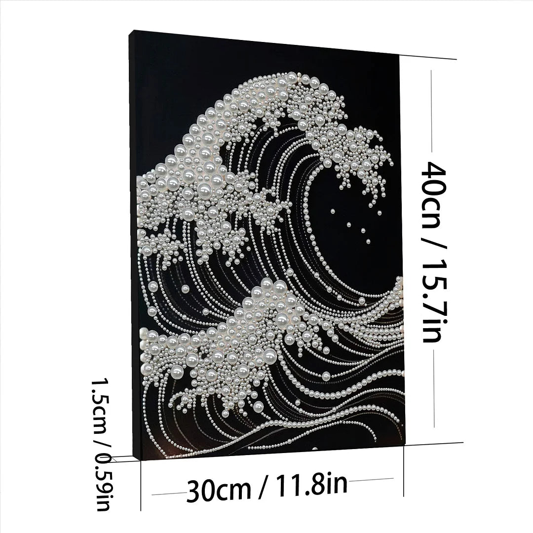 DIY Pearl Painting With Frame - Handmade Self-Adhesive Pearls - Waves (30*40cm) C