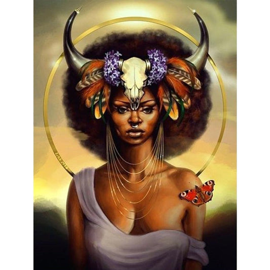 OYA The Buffalo Woman African Full Round Diamond Painting Kits