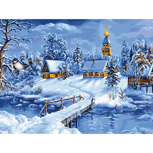 11ct Stamped Cross Stitch Winter Snow ( 40*50cm)