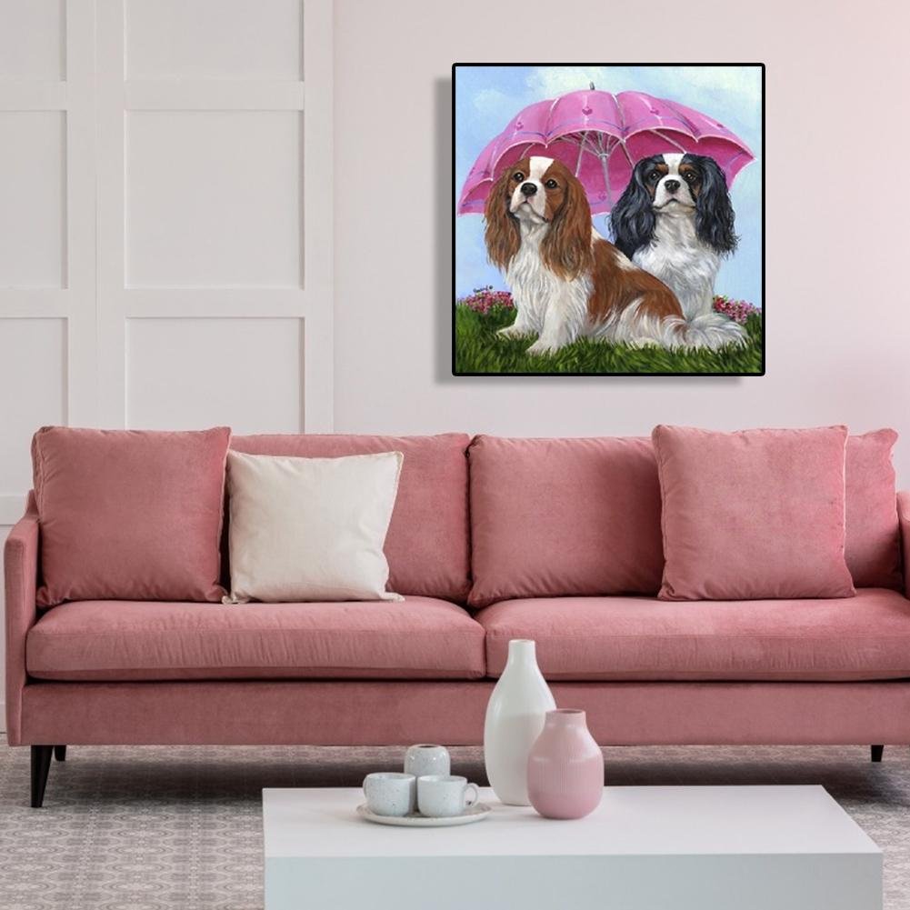 Diamond Painting - Full Round - Dogs Under Umbrella (40*40cm)