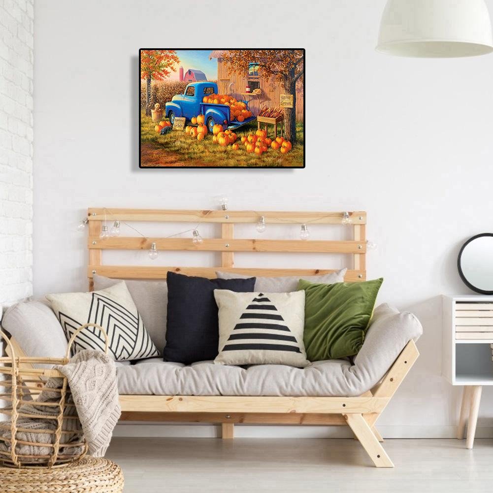 5D DIY Diamond Painting Kit - Full Round - Pumpkin Car