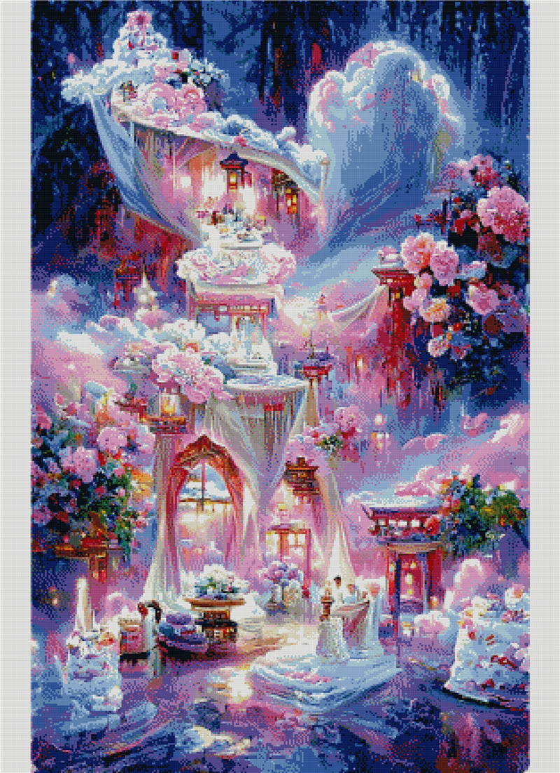 Pink House | Full Round/Square Diamond Painting Kits A | 50x70cm | 60x80cm|80X100CM