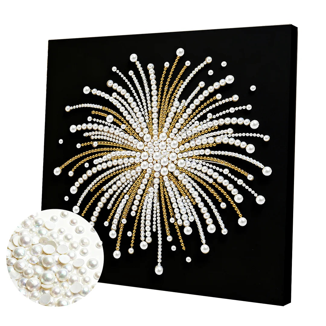 DIY Pearl Painting With Frame - Handmade Self-Adhesive Pearls - Fireworks (25*25cm)