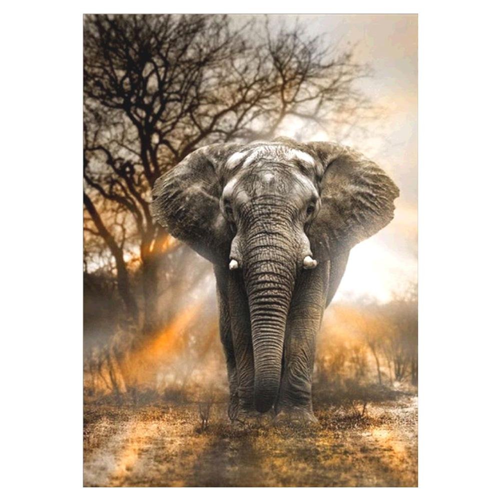 5D Diy Diamond Painting Kit Full Round Beads Standing Elephant