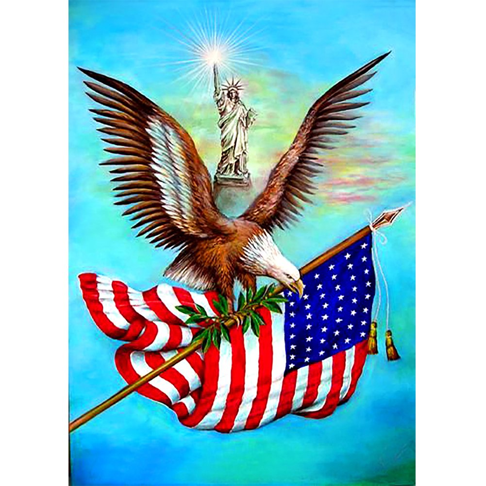5D Diy Diamond Painting Kit Full Round Beads Eagle Flag