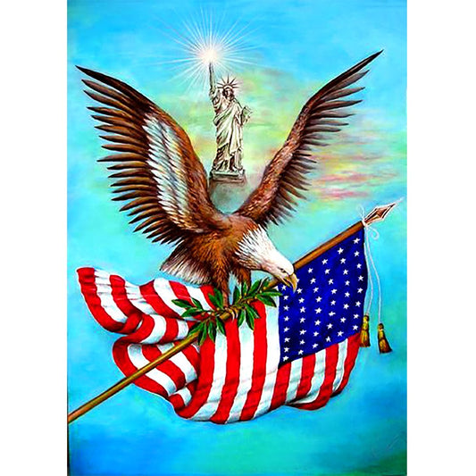5D Diy Diamond Painting Kit Full Round Beads Eagle Flag