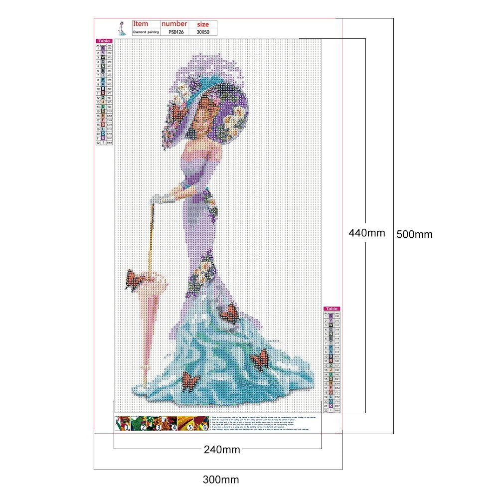 Diamond Painting - Full Round - Purple Blue Dress Lady (30*50cm)