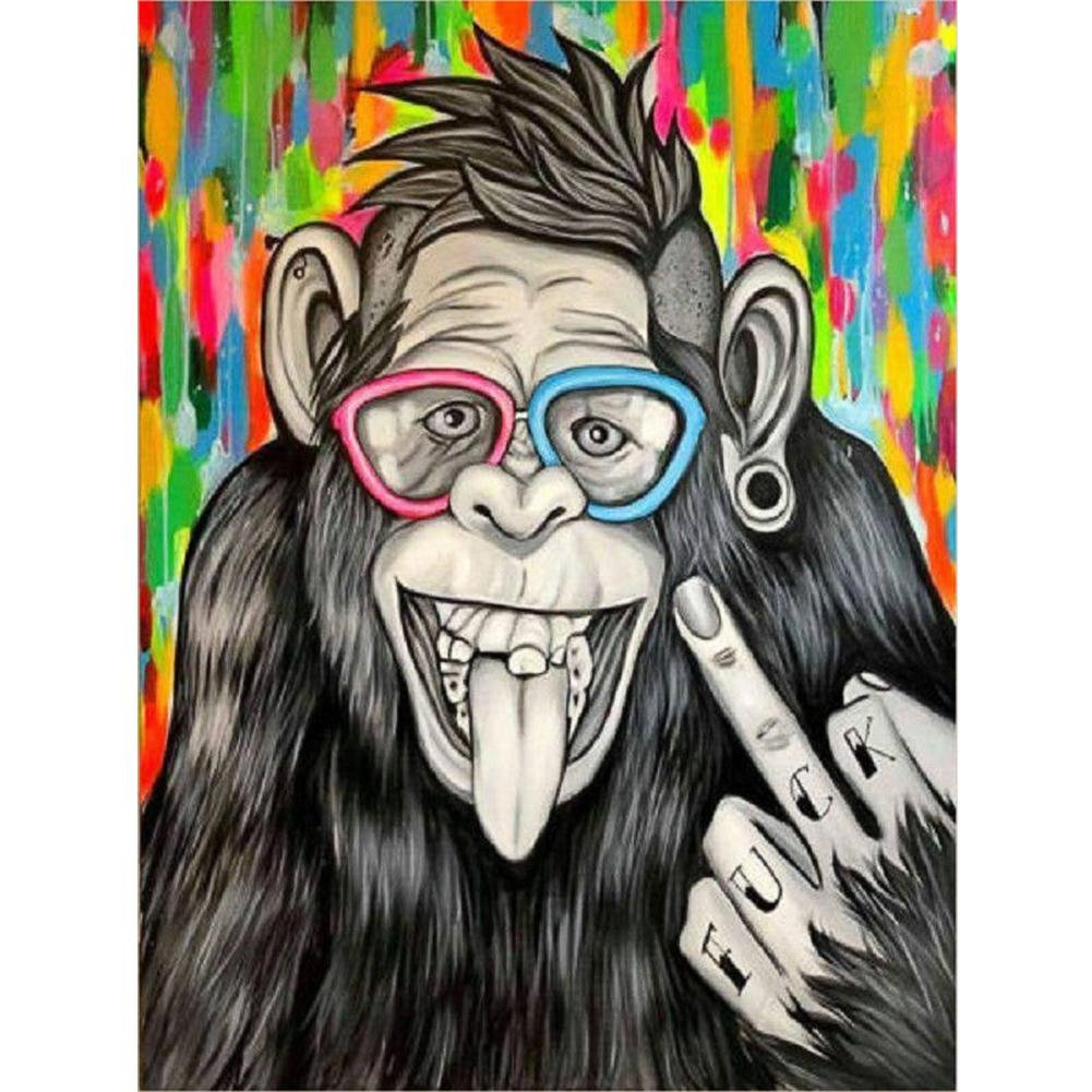 5D Diy Diamond Painting Kit Full Round Beads Chimpanzee
